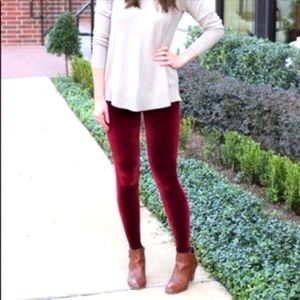 High-Waisted Velour Ankle Leggings - S